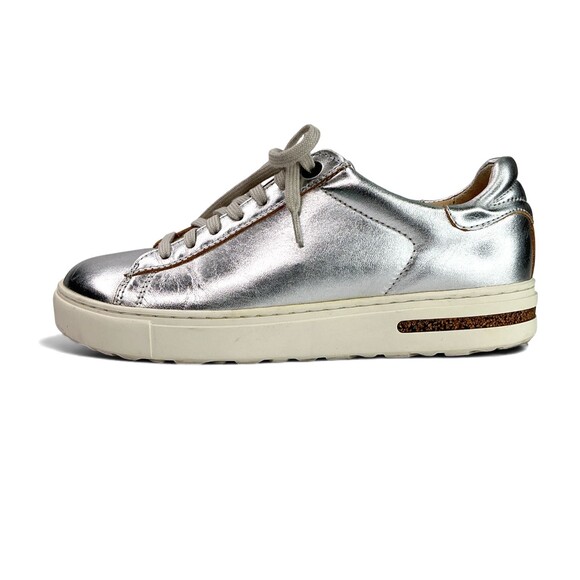 Birkenstock Bend Low Metallic Silver Leather Sneakers Women's Size 6, EUR 37 - Picture 13 of 14